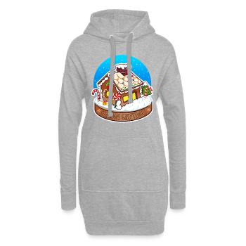 Lebkuchenhaus Humor Lebkuchen Haus Weihnachten - Hoodie-Kleid - Grau meliert - Vorne