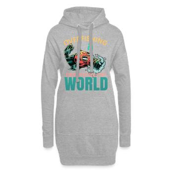 La surpêche détruit le monde protection de l’environnement cadeau - Sweat-shirt à capuche long Femme - gris chiné - Devant