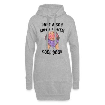 Peace Love Hund Junge Mann - Hoodie-Kleid - Grau meliert - Vorne