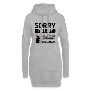 Sorry I'm Late - I Saw A Unicorn - Hoodie-Kleid - Grau meliert - Vorne