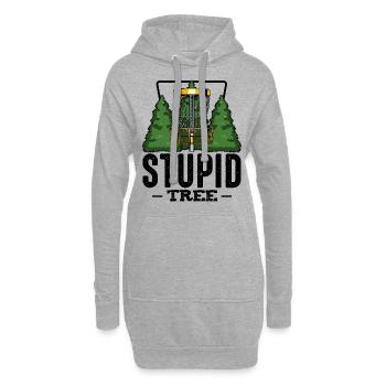 Stupid Tree Discgolf Spruch Frisbee Geschenk - Hoodie-Kleid - Grau meliert - Vorne