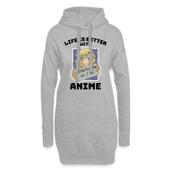 Cadeau de vie anime manga - Sweat-shirt à capuche long Femme - gris chiné - Devant