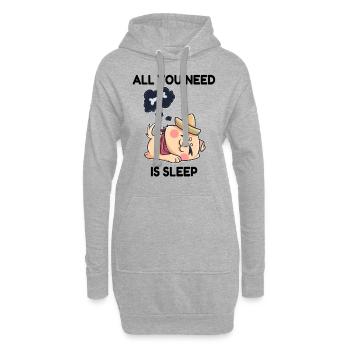 Chien rêve os dormir - Sweat-shirt à capuche long Femme - gris chiné - Devant
