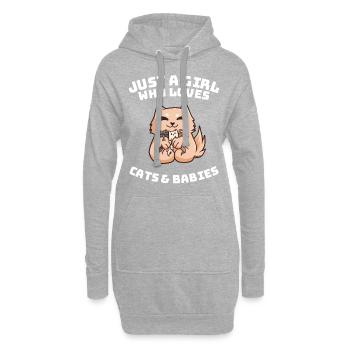 Cadeau maman bébé chat enfant - Sweat-shirt à capuche long Femme - gris chiné - Devant