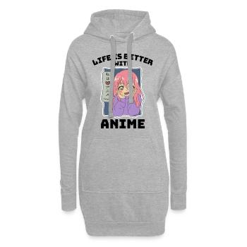 Cadeau de vie anime manga - Sweat-shirt à capuche long Femme - gris chiné - Devant