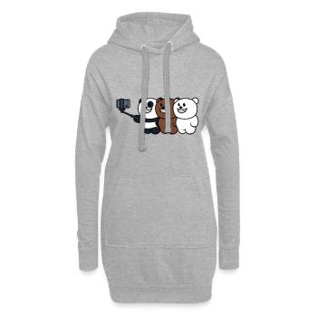 famille ours - Sweat-shirt à capuche long Femme - gris chiné - Devant