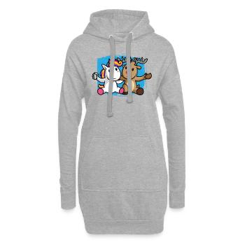 Amitié de renne licorne - Sweat-shirt à capuche long Femme - gris chiné - Devant
