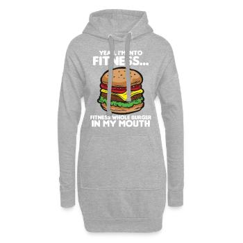 FITNESS FAST-FOOD Humour drôle - Sweat-shirt à capuche long Femme - gris chiné - Devant