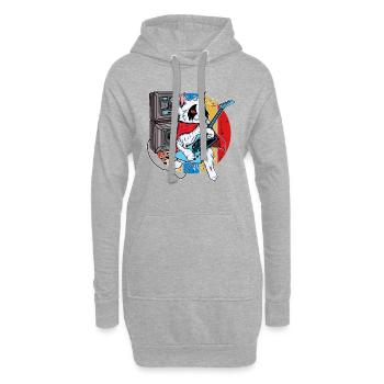 Rock 'n' Roll Katze E-Gitarre Heavy Metal Geschenk - Hoodie-Kleid - Grau meliert - Vorne