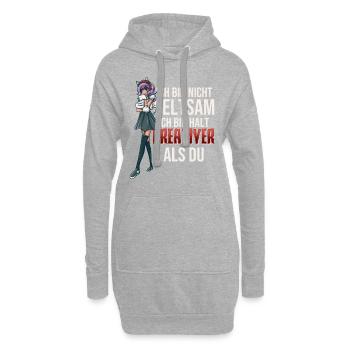 Anime Manga - Hoodie-Kleid - Grau meliert - Vorne