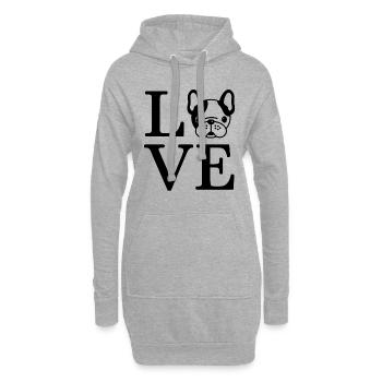 French Bulldog - Hoodie-Kleid - Grau meliert - Vorne
