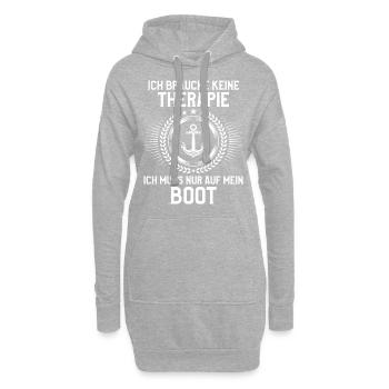 Therapie Kapitän Boot Segelboot Yacht - Hoodie-Kleid - Grau meliert - Vorne
