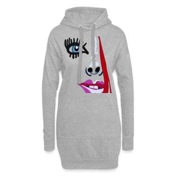 FH Scribble Face by Felix Heinrich - Hoodie-Kleid - Grau meliert - Vorne