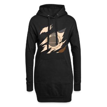 Akustische Gitarre Gitarrenspieler - Hoodie-Kleid - Schwarz - Vorne