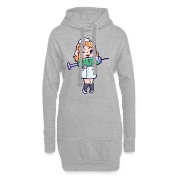 Infirmière seringue aide cadeau - Sweat-shirt à capuche long Femme - gris chiné - Devant