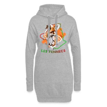 Les fennecs - Sweat-shirt à capuche long Femme - gris chiné - Devant