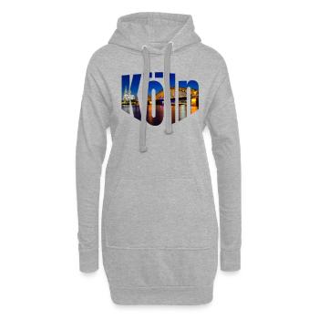 Cologne Cologne Cologne Cathédrale Pont Hohenzollern de nuit - Sweat-shirt à capuche long Femme - gris chiné - Devant