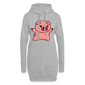 Petit cochon - Sweat-shirt à capuche long Femme - gris chiné - Devant