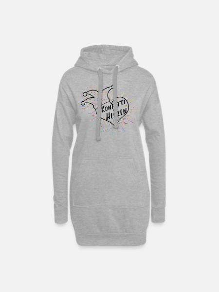 Karneval Fasching Kostüm Spruch Konfetti im Herzen - Hoodie-Kleid - Grau meliert