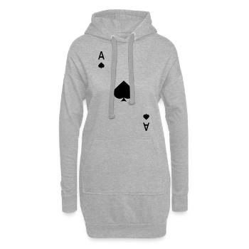 Kartenspiel Spielkarte Pik Ass Karneval Fasching - Hoodie-Kleid - Grau meliert - Vorne