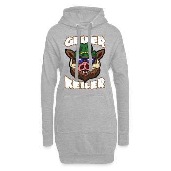Geiler Keiler Jäger Jagd Spruch lustiger Humor - Hoodie-Kleid - Grau meliert - Vorne