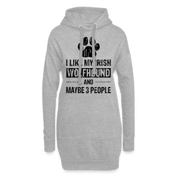 I Like My Irish Wolfhound And Maybe 3 People bw - Sweat-shirt à capuche long Femme - gris chiné - Devant