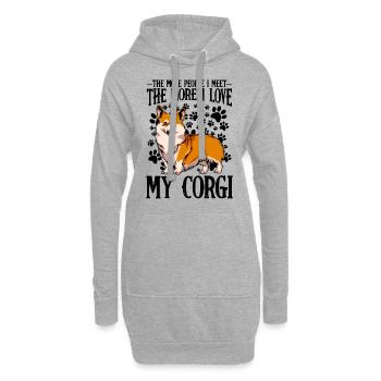 Welsh Corgi Lustige Sprüche Hundebesitzer Geschenk - Hoodie-Kleid - Grau meliert - Vorne