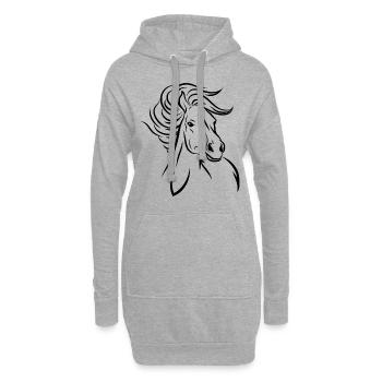 Cheval cheval - Sweat-shirt à capuche long Femme - gris chiné - Devant