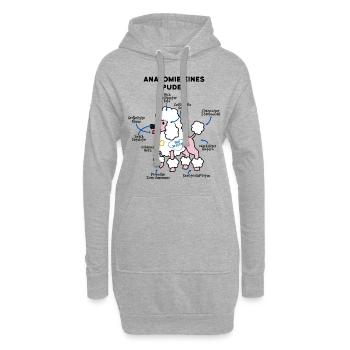 Anatomie du chien caniche - Sweat-shirt à capuche long Femme - gris chiné - Devant