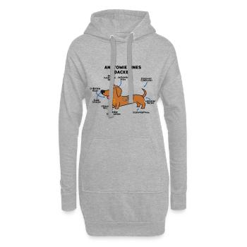 Dackel Hund Anatomie - Hoodie-Kleid - Grau meliert - Vorne