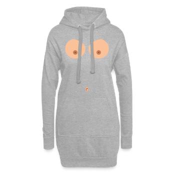 Busen und Bauchnabel - Hoodie-Kleid - Grau meliert - Vorne