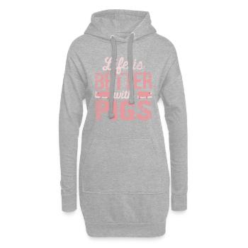 porc - Sweat-shirt à capuche long Femme - gris chiné - Devant