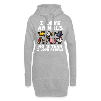 J'AIME LES ANIMAUX amoureux des animaux amour animal protection des animaux - Sweat-shirt à capuche long Femme - gris chiné - Devant