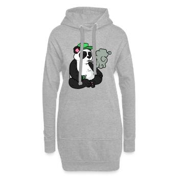 Fumer hipster panda - Sweat-shirt à capuche long Femme - gris chiné - Devant