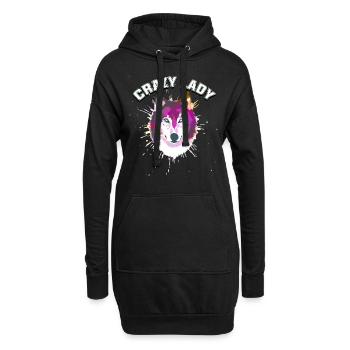 Crazy wolfs lady - Sweat-shirt à capuche long Femme - noir - Devant