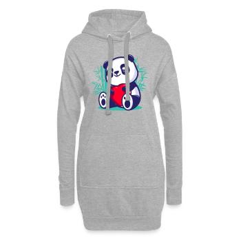 süßer Panda Herz Kawaii romantisch Valentinestag - Hoodie-Kleid - Grau meliert - Vorne