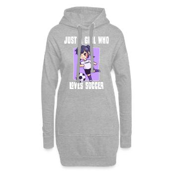 Fille aime le football - Sweat-shirt à capuche long Femme - gris chiné - Devant