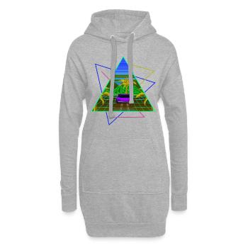Palmiers néons Vaporwave - Sweat-shirt à capuche long Femme - gris chiné - Devant