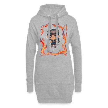Enfants garçons indiens anime manga comic cadeau - Sweat-shirt à capuche long Femme - gris chiné - Devant