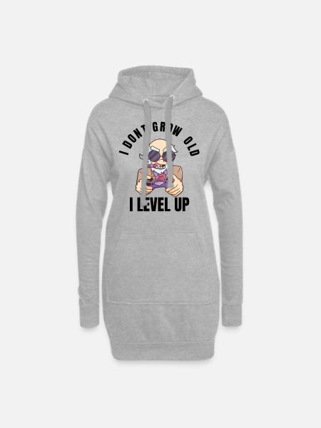 Gamer Opa Video Mann lustig Geschenk alt - Hoodie-Kleid - Grau meliert