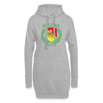 MESSINE: conception du drapeau de la Sicile et du bouclier de Trinacria - Sweat-shirt à capuche long Femme - gris chiné - Devant
