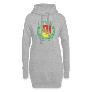 Drapeau de Sicile et bouclier Trinacria - Catane - Sweat-shirt à capuche long Femme - gris chiné - Devant