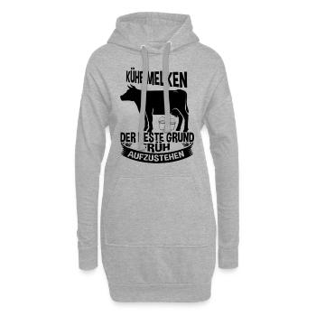 Landwirt SHIRT - Kühe Melken - Hoodie-Kleid - Grau meliert - Vorne