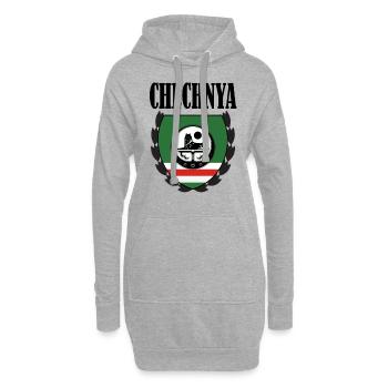 Drapeau tchétchène cool, vacances en Tchétchénie, fier tchétchène - Sweat-shirt à capuche long Femme - gris chiné - Devant