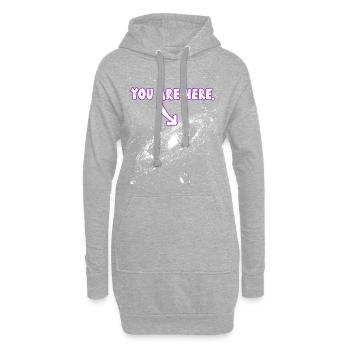 VOUS ÊTES ICI Poussière dans l'univers Humour Drôle - Sweat-shirt à capuche long Femme - gris chiné - Devant