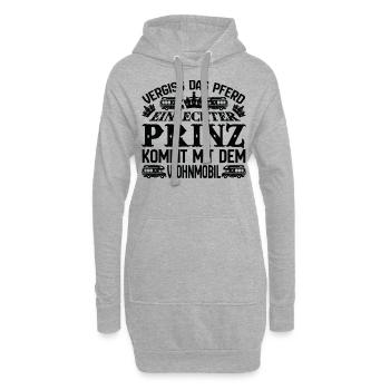 Camping SHIRT - Prinz kommt mit dem Wohnmobil - Hoodie-Kleid - Grau meliert - Vorne