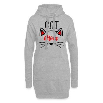 Cat Mom Heart Nose Ears and Whiskers - Hoodie-Kleid - Grau meliert - Vorne