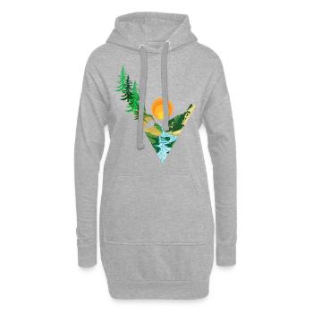 promeneur - Sweat-shirt à capuche long Femme - gris chiné - Devant