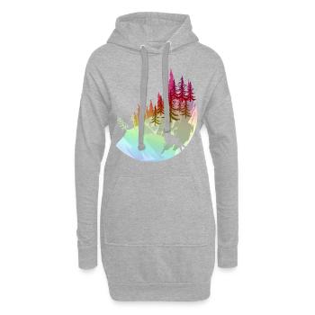 Randonnée en forêt - Sweat-shirt à capuche long Femme - gris chiné - Devant