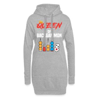 Jeu de société QUEEN OF BACKGAMMON Dire drôle - Sweat-shirt à capuche long Femme - gris chiné - Devant